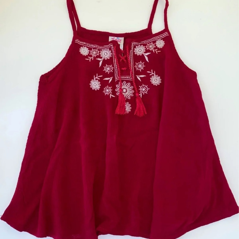 Justice Red Floral Flowy Tank Top